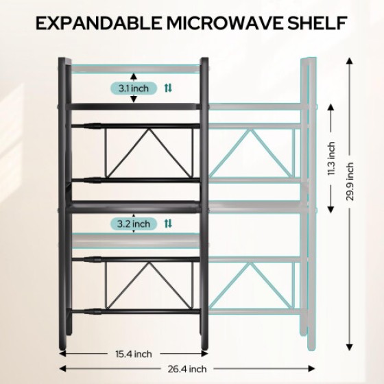 LZNIOZ マイクロ波ラック（フック付き/まな板ホルダー/ナイフラック/カトラリーケース）、キッチンカウンターマイクロ波スタンド（ブラック）