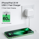 Charger Cepat iPhone, 20W PD 3.0 USB C Plug Charger Cepat dengan Kabel USB C 1M untuk Pengisian Cepat, Kabel Charger Cepat iPhone