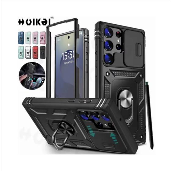 (Hitam, Samsung S25 Ultra) Casing Lensa Kamera Geser untuk Samsung Galaxy S25 Ultra