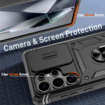 (Black, Samsung S25 Ultra) Camera Slide Lens Case for Samsung Galaxy S25 Ultra