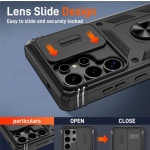 (Black, Samsung S25 Ultra) Camera Slide Lens Case for Samsung Galaxy S25 Ultra