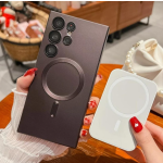 (Hitam, Untuk Samsung S25 Ultra) Casing Ponsel Mewah MagSafe Magnetik untuk Pengisian Nirkabel untuk Samsung Galaxy S25, S24, S23, S22, S21 Ultra, S20 FE, Note 10, 20 Ultra