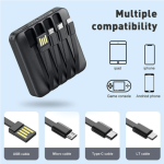 Power Bank Tenaga Surya Mini, 20000mAh Pengisi Daya Ponsel 4 dalam 1 Pengisian Cepat