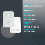 Power Bank Pengisian Nirkabel 5000mAh, Dilengkapi Magnet