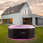 Inflatable Hot Tub | Indoor/Outdoor Massage Pool with LED Lights | 154x154 cm | 4 People | 110 Massage Jets | Heating | 600L | Includes Cover | Bubble Spa Massage