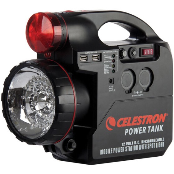 Celestron PowerTank 7 Ah 12 VDC Power Supply – A 12 V DC portable power supply with 7 Ah capacity for powering computerized telescopes and other 12 V equipment.