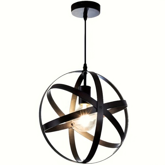 (Black) Modern Industrial Style Black Ceiling Light, Golden Star Design - Compatible with E27 Bulbs, Metal Chandelier