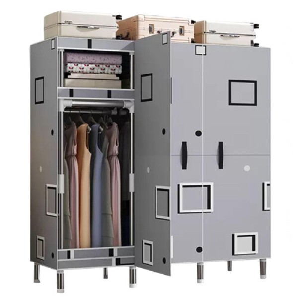 Portable canvas wardrobe for bedroom storage, with shelves, dimensions: 125x45x170 cm, saving space.