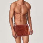 (マロン) 男性用の柔らかいバスタオル、着用可能、ショートパンツ、柔らかいマイクロファイバーのビーチタオル。