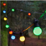Lampu Pesta - ConnectGO Lampu Festoon Taman Luar Ruangan - Bola Lampu Dengan Tutup Dingin dan Kabel Karet Hitam - Dapat Diperpanjang - Dengan Steker (Multicolor, 30m)