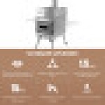 Kompor Sauna Kayu Bakar Portabel, Cocok untuk Berkemah, Bahan Stainless Steel, Lipat