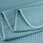 POLYTE マイクロファイバーオーバーサイズバスタオル、速乾、無ホコリ、60 x 30インチ、2枚セット、グリーンハニカム織り