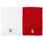 2 Pieces Embroidered Christmas Towels Decorations