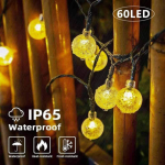 SUNACE Lampu String Bola Tenaga Surya - 10.85M/35.6FT 60 LED Lampu String 8 Mode Lampu Outdoor Tahan Air Bola Kristal Lampu Hias Tenaga Surya untuk Patio