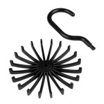 Tempat sabuk dengan kait anti selip, dapat diputar 360°, cocok untuk penyimpanan lemari pakaian, dapat menyimpan dasi, ikat pinggang, syal, dll., hitam.