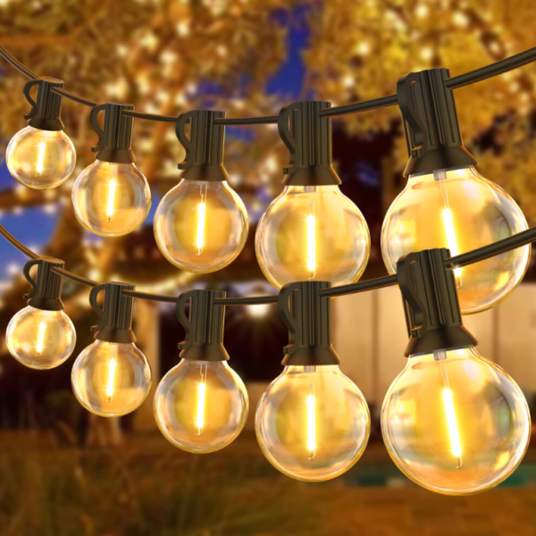 Outdoor String Lights Mains Powered, 45.7M/150FT 75+2 Led Globe Garden String Lights, Outdoor Indoor Festoon Bulbs Outside for Garden, Balcony, Weddin
