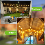 Outdoor String Lights Mains Powered, 45.7M/150FT 75+2 Led Globe Garden String Lights, Outdoor Indoor Festoon Bulbs Outside for Garden, Balcony, Weddin