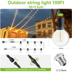 Garden String Lights, 30M/100FT IP45 Waterproof Led Festoon Lights Outdoor, 50+2 Indoor Outdoor Globe Led String Bulbs for Garden, Pergola, Yard, Wedd