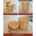 Home Sauna Wooden Foot Bath Bucket, 30 cm Solid Wood Foot Tub, Durable, With Handle, Natural Wood Color, Effectively Relieves Fatigue