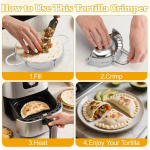 Penutup Tortilla Stainless Steel Pembuat Tacos untuk Burrito, Tacos, Quesadilla, Pangsit - Memasak Tanpa Berantakan