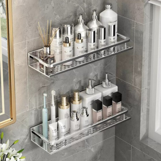 (50 cm) Bathroom accessory shelf, 30-50 cm, shower storage rack, made of aluminum