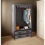 Lemari pakaian kanvas ganda mewah - abu-abu, dengan pintu rol dan laci