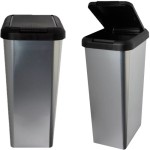 45L Silver IML Touch-Control Rectangular Rotating Kitchen Trash Bin