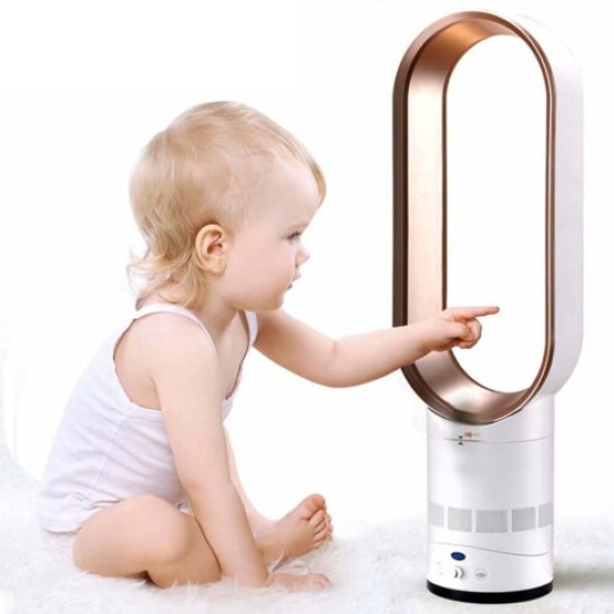 Kipas Menara Tanpa Bilah 16 Inci dengan Steker UK, Remote Control, Osilasi Tenang, 40W, Timer