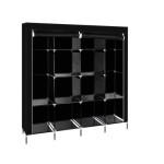 (Default) 67-inch freestanding wardrobe with 12 shelves and 4 side pockets – Portable wardrobe suitable for bedrooms, entryways, and rental properties – Foldable storage rack