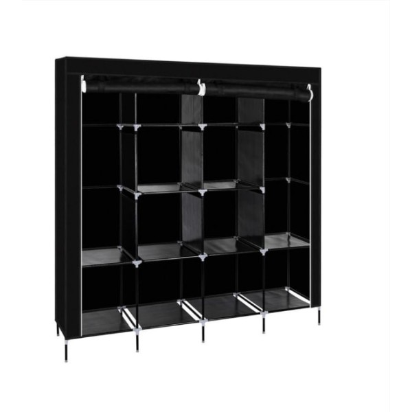 (Default) 67-inch freestanding wardrobe with 12 shelves and 4 side pockets – Portable wardrobe suitable for bedrooms, entryways, and rental properties – Foldable storage rack