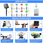 Lampu Taman Tenaga Surya Outdoor Versi Upgrade 8 Paket 50 LED Tahan Air Lampu String Fairy 23ft Multicolor untuk Dekorasi Halaman dan Teras