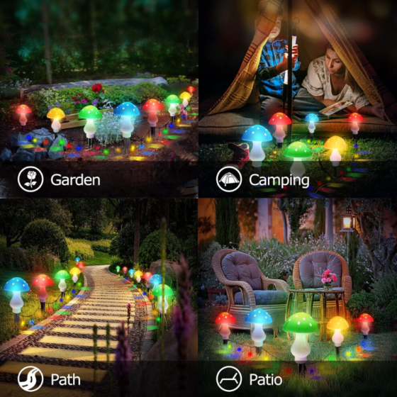 Lampu Taman Tenaga Surya Outdoor Versi Upgrade 8 Paket 50 LED Tahan Air Lampu String Fairy 23ft Multicolor untuk Dekorasi Halaman dan Teras