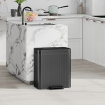 HOMCOM 2 x 20L ダブルゴミ箱、ペダル式、ソフトクローズ蓋付き、ブラック