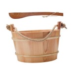 Home Sauna Bucket and Ladle Set, 2L Wooden Steam Bath Accessories, Durable Sauna Shower Tools