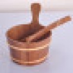 Home Sauna Bucket and Ladle Set, 2L Wooden Steam Bath Accessories, Durable Sauna Shower Tools
