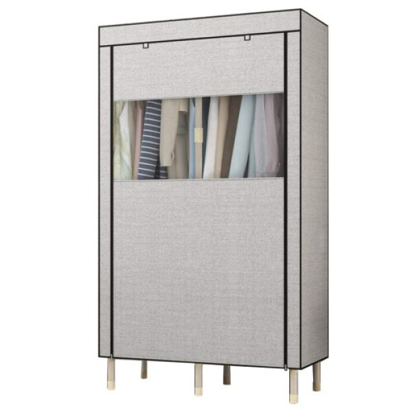 Portable fabric wardrobe, upright storage cabinet, 105x50x190 cm, clothes organizer.