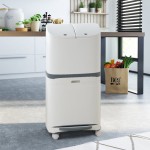 48L Trolley-Style Recycling Bin, Double Compartment Pedal Bin with Wheels