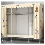 Heavy-duty portable clothes rack wardrobe, 165x45x170 cm, with zipper cover, bedroom storage organizer.