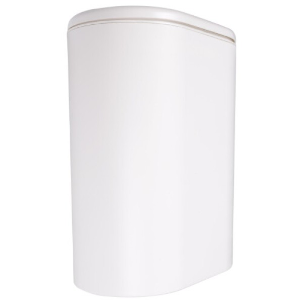 White Narrow Plastic Kitchen Trash Can, Press-Style Design