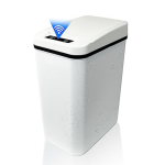 Automatic Touch-Free Bathroom Trash Can with Lid, White, Slim Narrow Plastic Design