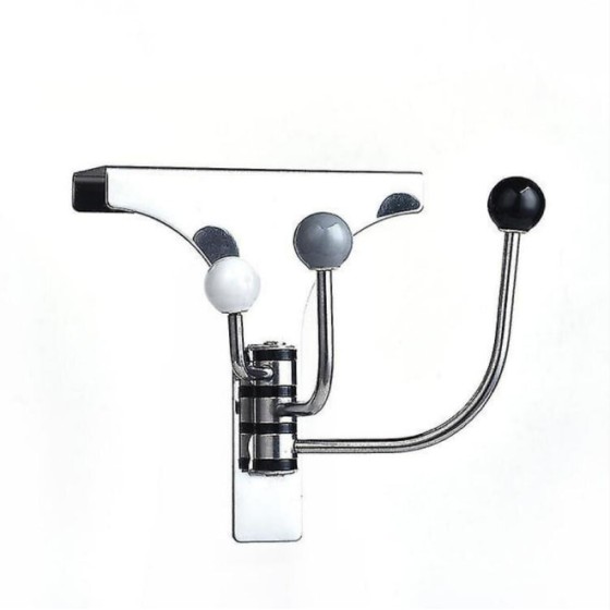 Rak penyimpanan pintu belakang tiga kait, terbuat dari baja tahan karat, dengan kait berputar dan permukaan yang dicat; cocok untuk pintu setebal 4,5 cm; dapat menggantung mantel, topi, syal, handuk, jubah mandi, dll.