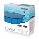 Bestway Flowclear 直径366センチ 円形地上プールカバー 炭グレー 排水穴付き ベルト付き 耐久PVC素材 58037