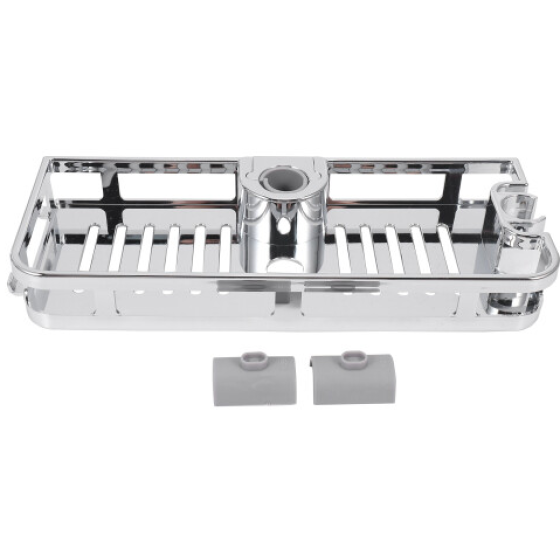 Rak Shower yang Dapat Diangkat, Persegi Panjang, Nampan Penyimpanan Lepas, Dukungan Plastik, Aksesori Dapur dan Kamar Mandi (25 mm)