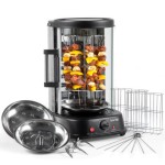 Pemanggang Rotisserie Vertikal Baridi, Kebab, Gyros, Tusuk Sate, Panggang, 1500W, 21L, Hitam - DH216