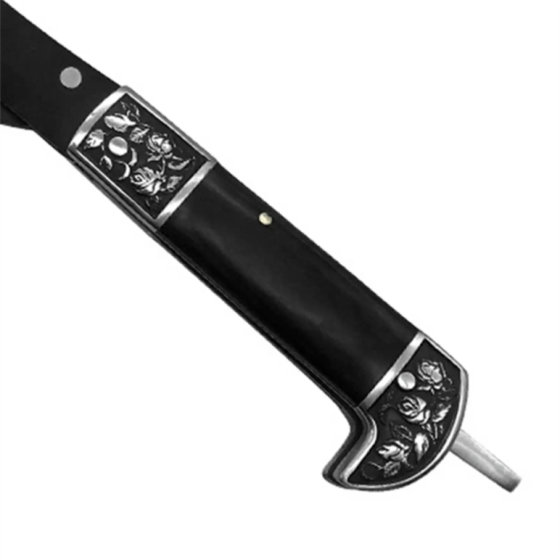 Black Folding Sickle with Stainless Steel Blade & Scabbard Suitable for Agricultural Mowing