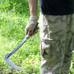 Black Folding Sickle with Stainless Steel Blade & Scabbard Suitable for Agricultural Mowing