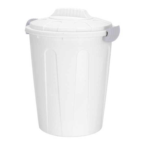 White 23L Plastic Trash Bin with Removable Locking Lid, Suitable for Kitchen Waste Bin.