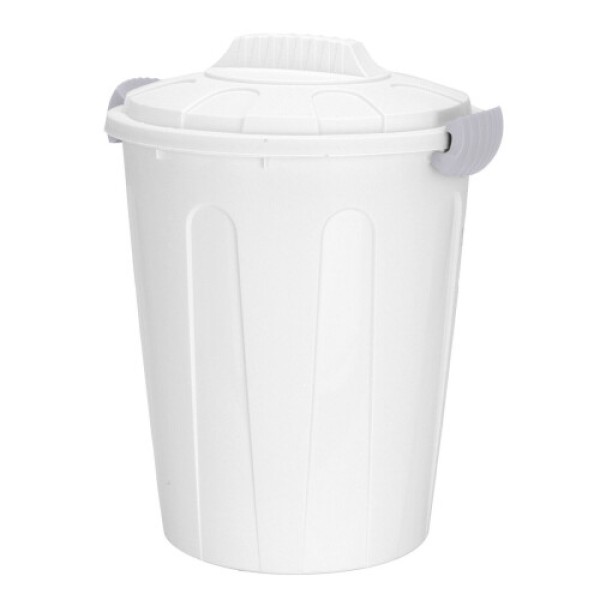 白色23Lプラスチックゴミ箱、取り外し可能なロック付き蓋、キッチンゴミ箱に適しています。