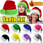 Plush Santa hats, velvet Christmas hats, thick plush Christmas hats with lining for New Year's Eve parties.