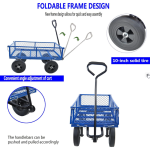 Utility Steel Garden Cart with Removable Sides, Heavy Duty Folding Lawn Wagon, 10 Inch Wheels, 550 Pound Capacity